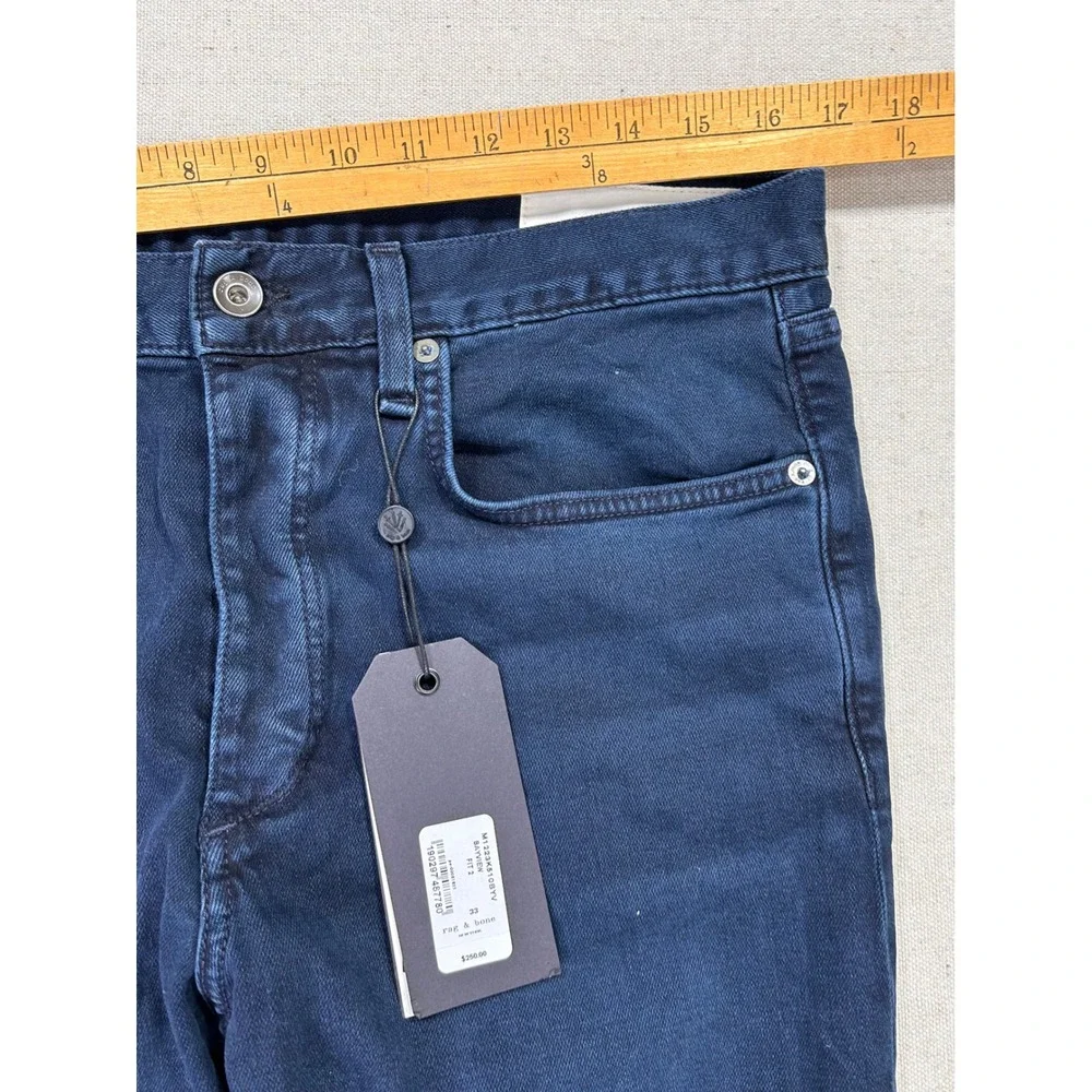 Rag & Bone Men's 33 Fit 2 Slim Bayview Japanese Kaihara Denim Jeans Blue NWTs